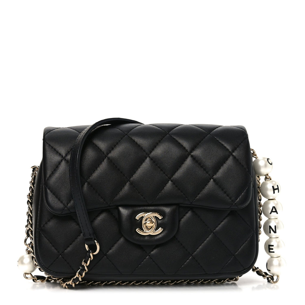 Lambskin Quilted Small My Precious Flap Black