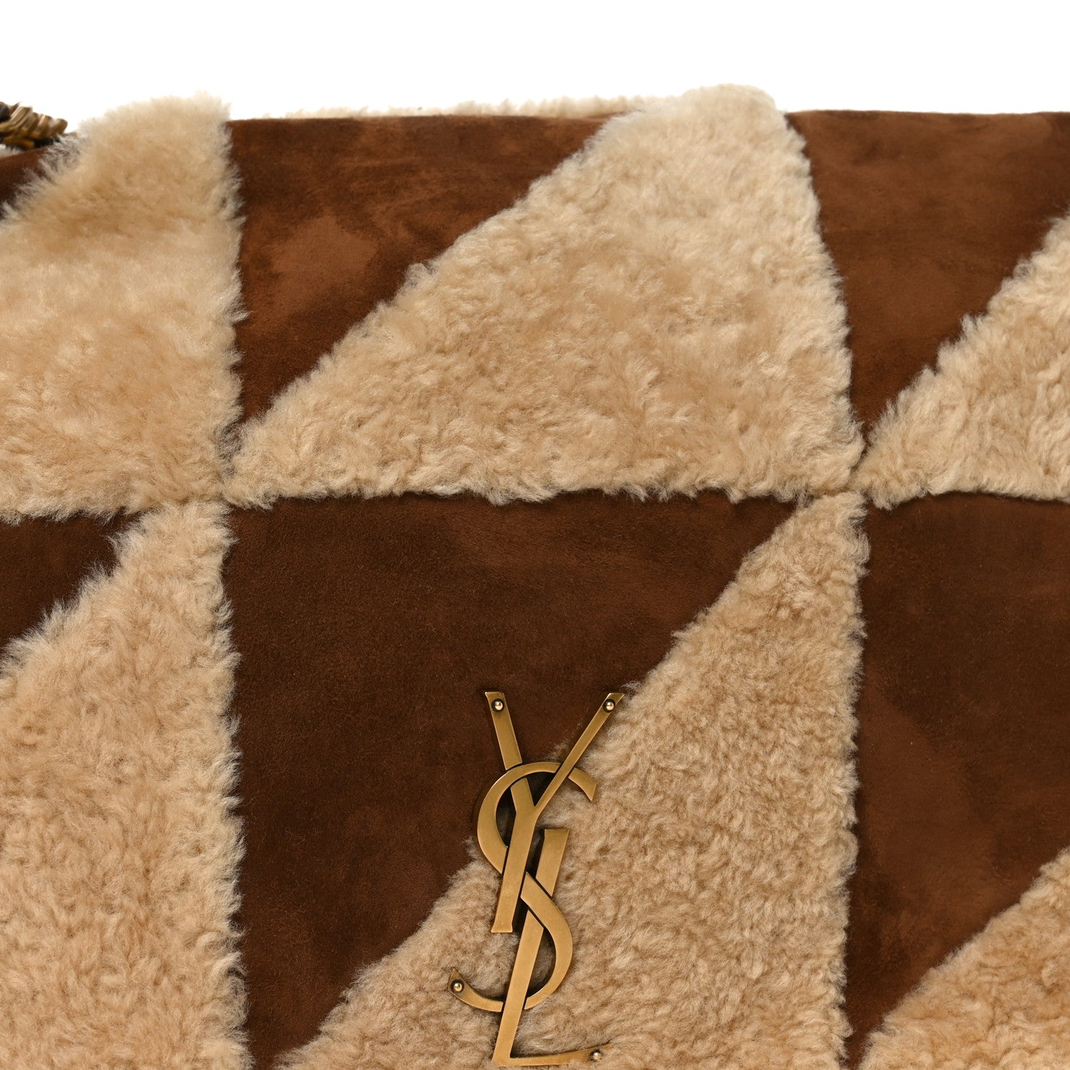 Suede Shearling Patchwork Monogram Giant Jamie Brown Beige
