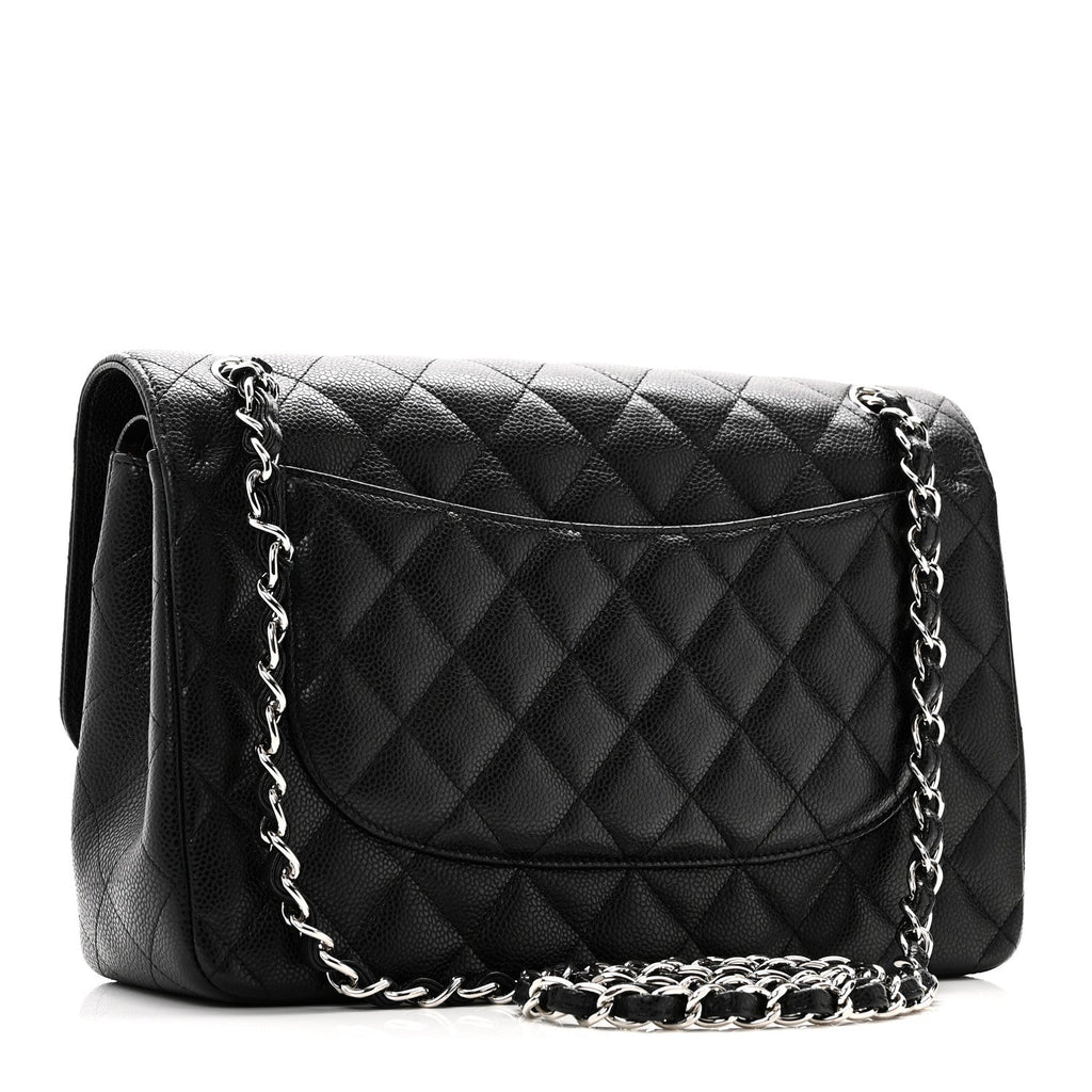 Caviar Quilted Jumbo Double Flap Black