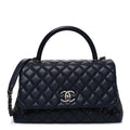 Caviar Quilted Small Coco Handle Flap Navy