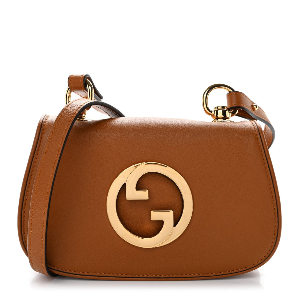 Roxy Calfskin Web Mini Blondie Shoulder Bag Cognac
