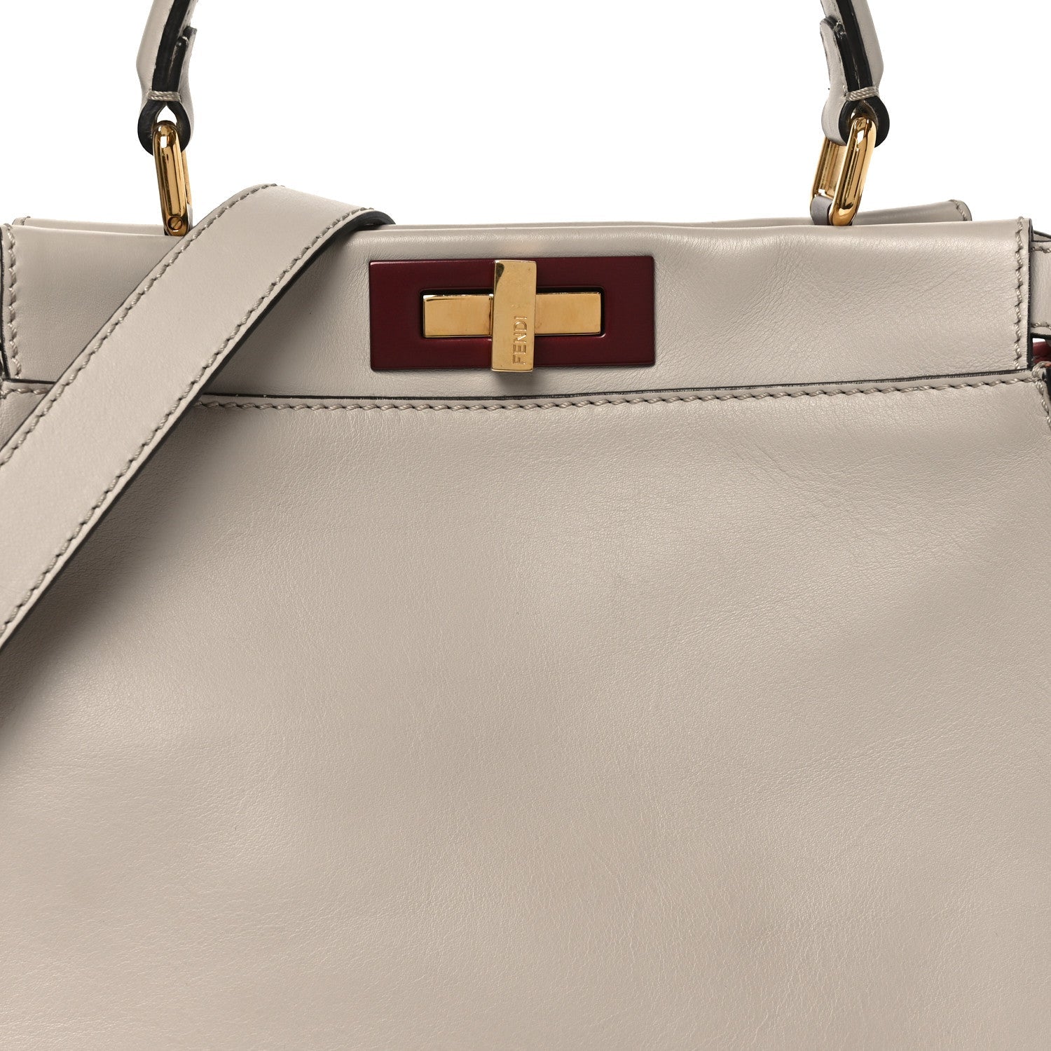 Vitello Seta Shiny Nappa Medium Peekaboo Iconic Satchel Grigio Polvere Bois de Rose