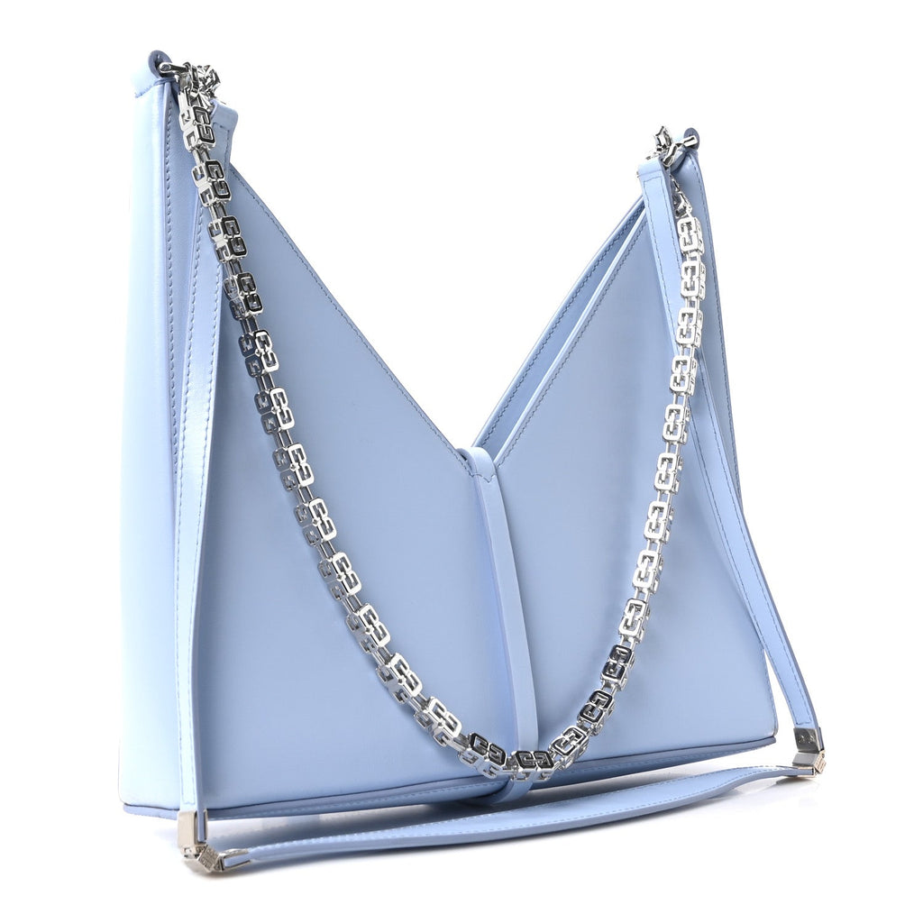 Box Calfskin Small Cut Out Shoulder Bag Light Blue