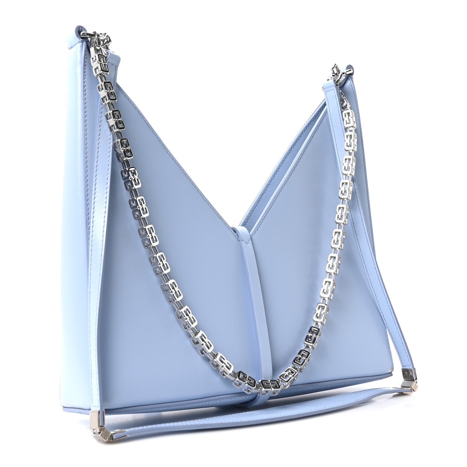 Box Calfskin Small Cut Out Shoulder Bag Light Blue