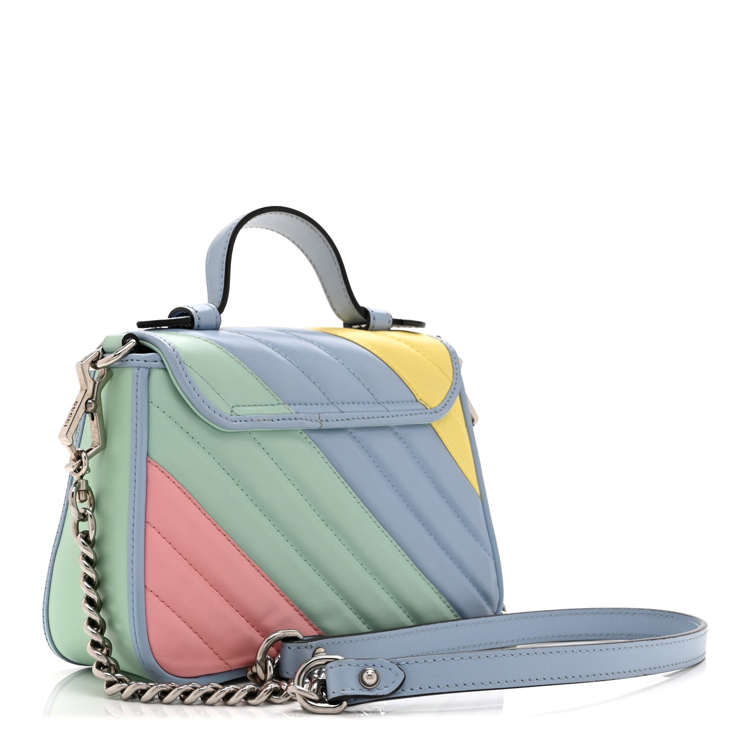 Calfskin Matelasse Diagonal Mini GG Marmont Top Handle Shoulder Bag Multicolor Pastel