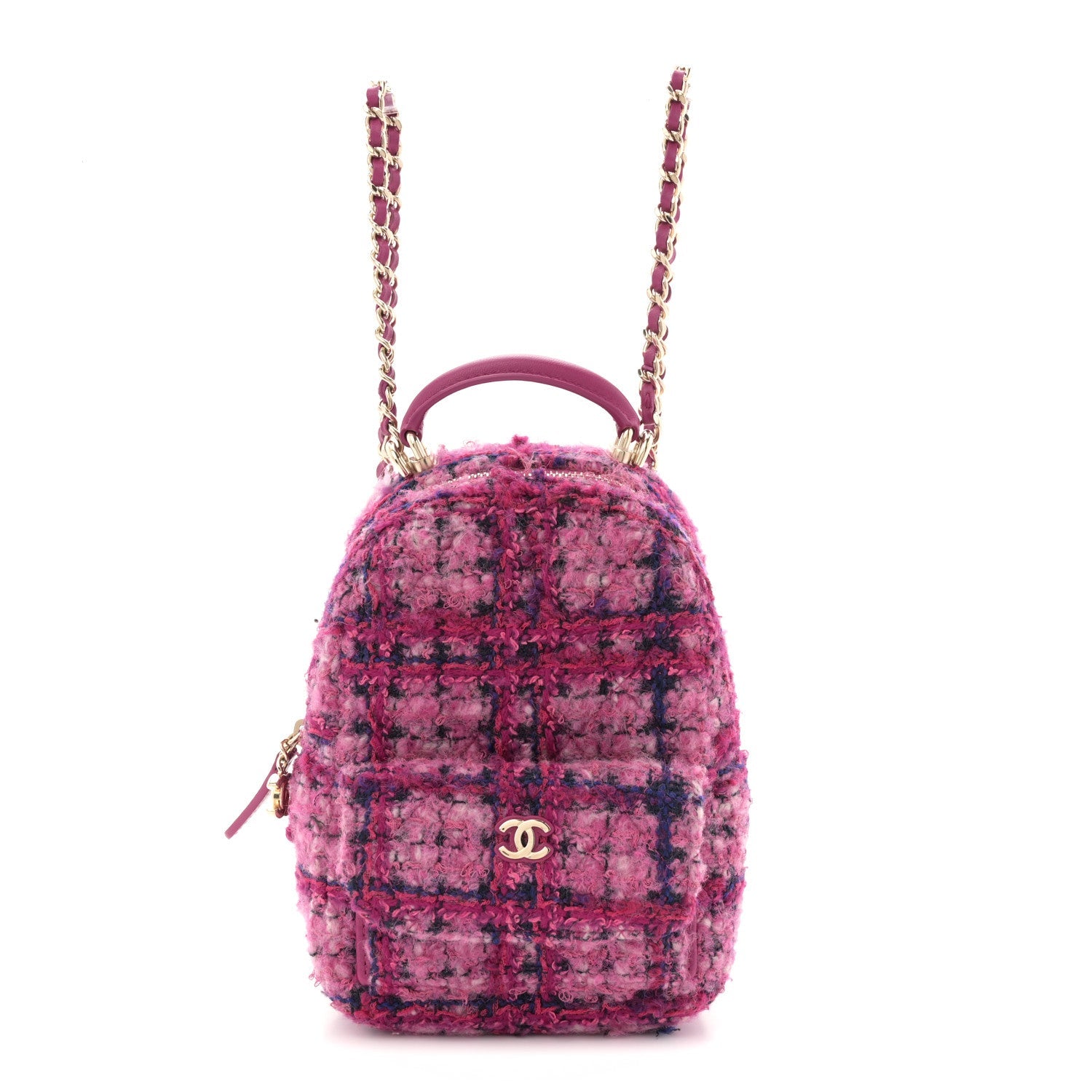 Tweed Quilted CC Mini Classic Backpack Fuchsia Navy