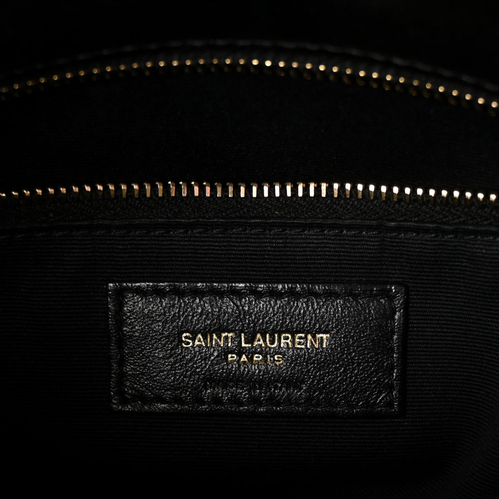 Lambskin Quilted Small Loulou Puffer Monogram Chain Satchel Black