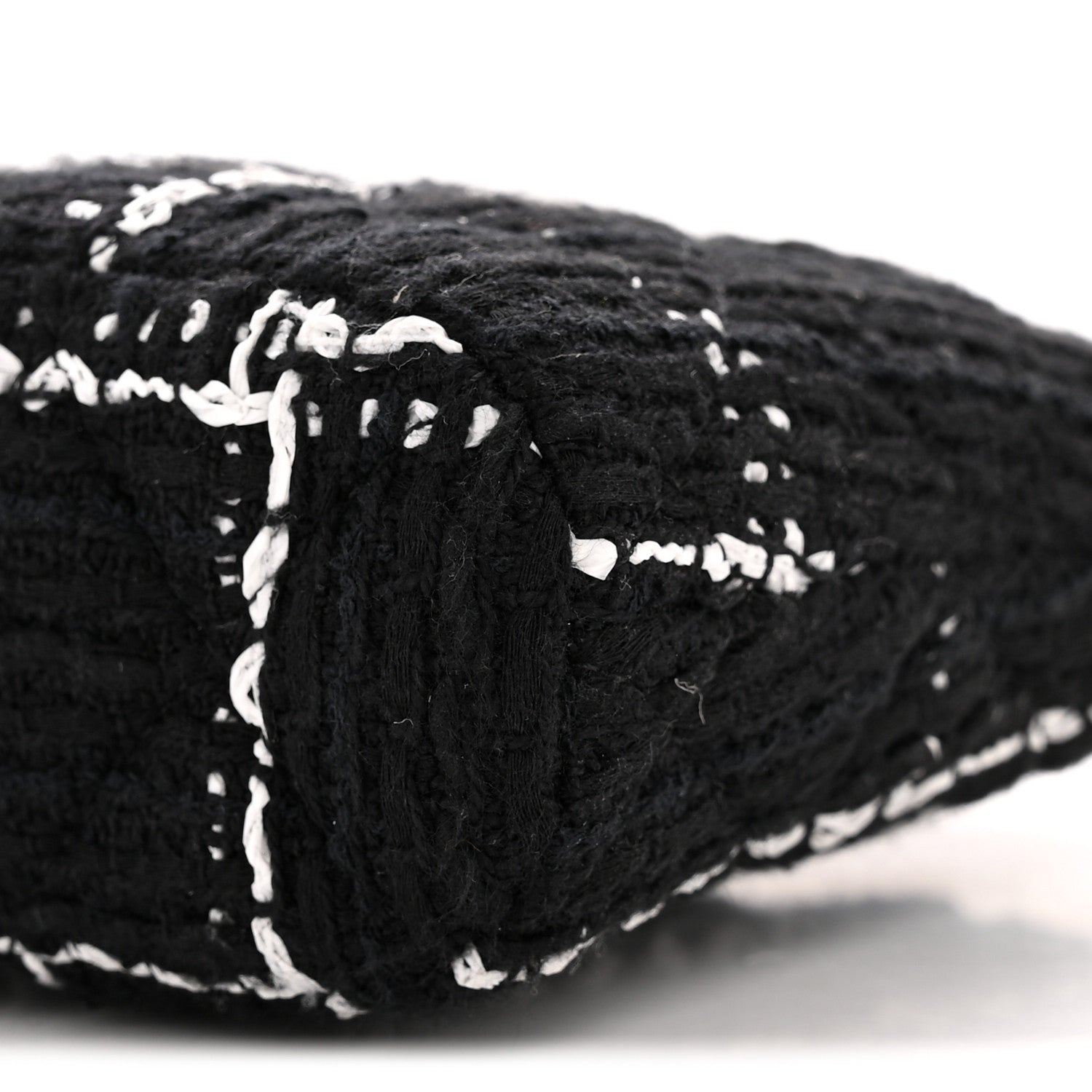 Tweed Quilted Mini Clutch With Chain Black White
