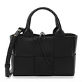 Grained Calfskin Intrecciato Mini Arco Tote Black