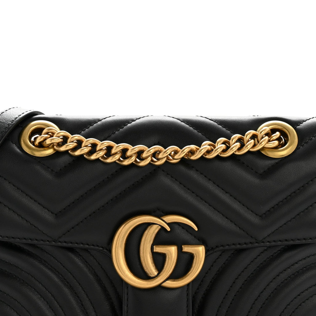 Calfskin Matelasse Mini GG Marmont Shoulder Bag Black