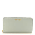 Textured Calfskin Gucci Script Zip Around Wallet Light Blue
