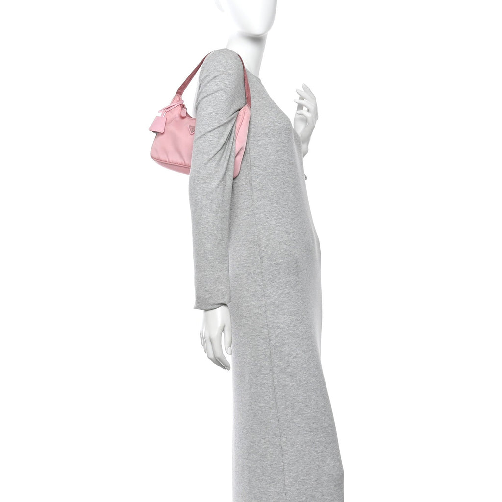Tessuto Nylon Saffiano Mini Re-Edition 2000 Bag Rosa