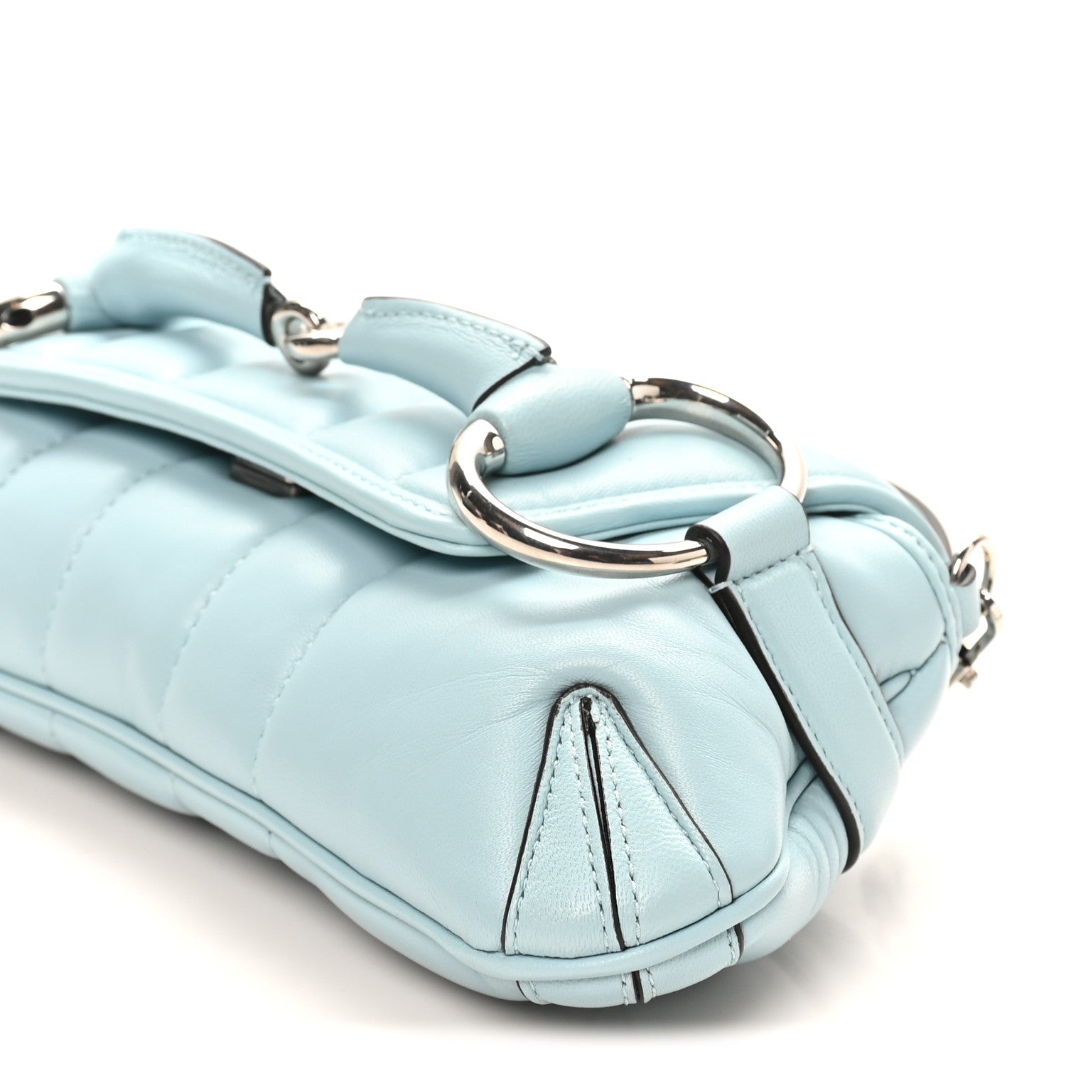Nappa Vertical Matelasse Medium Maxi Horsebit Chain Shoulder Bag Crystal Snow