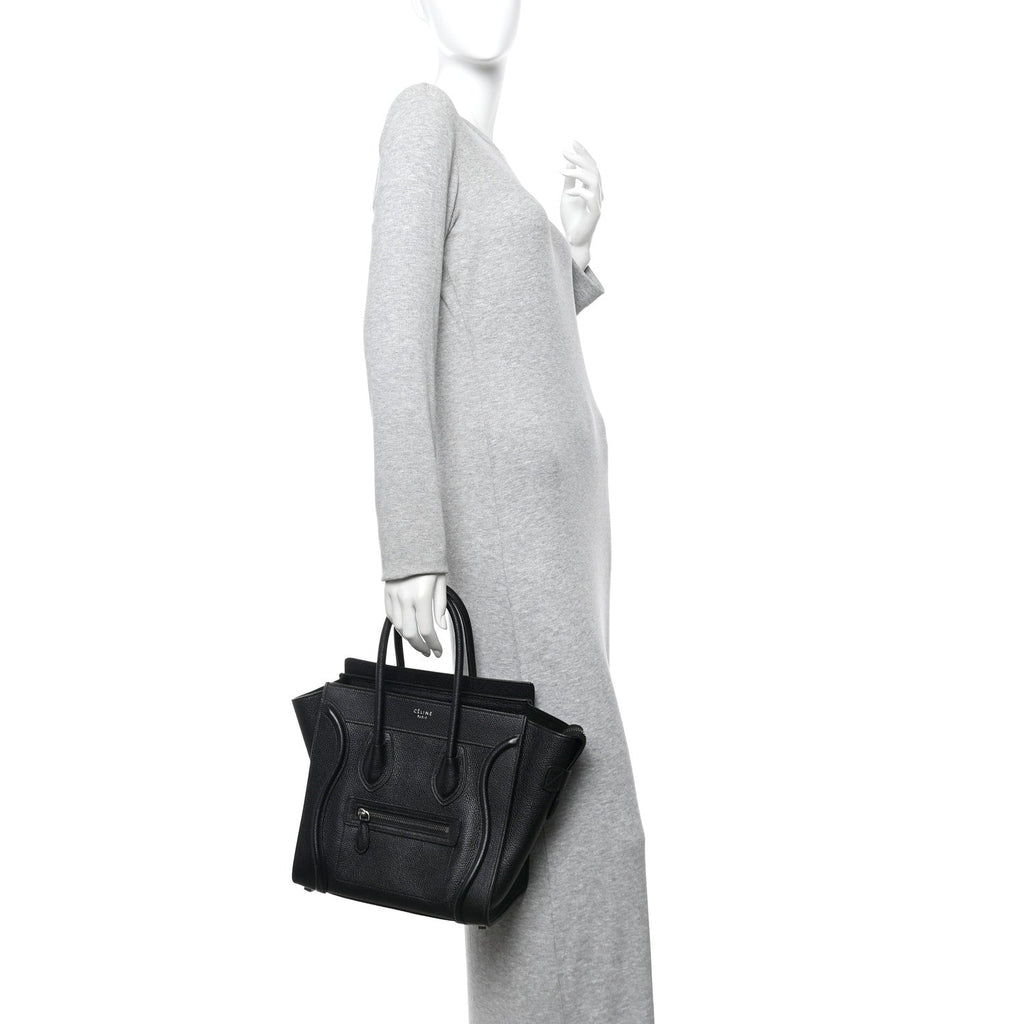 Drummed Calfskin Micro Luggage Black