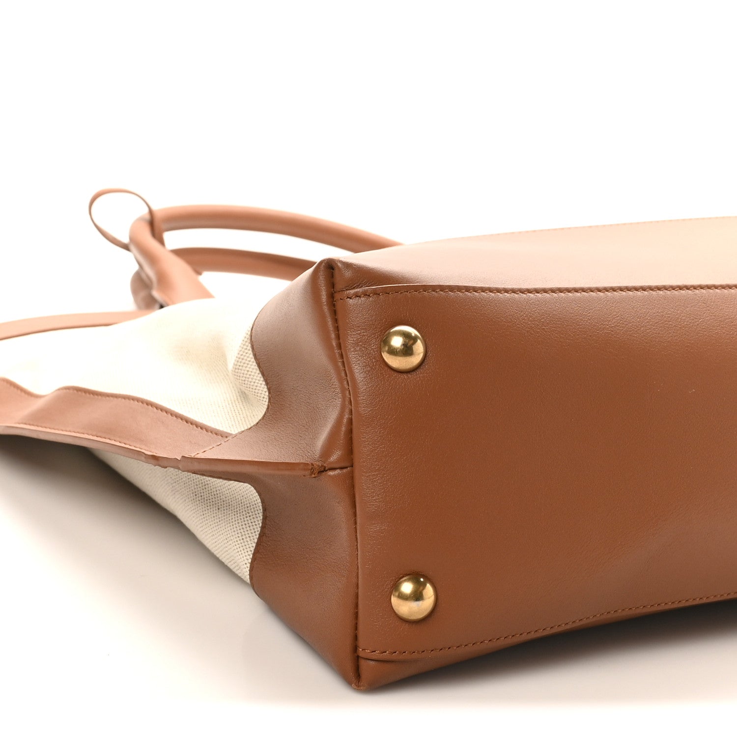 Calfskin Linen Two Tone Cabas Tote Beige