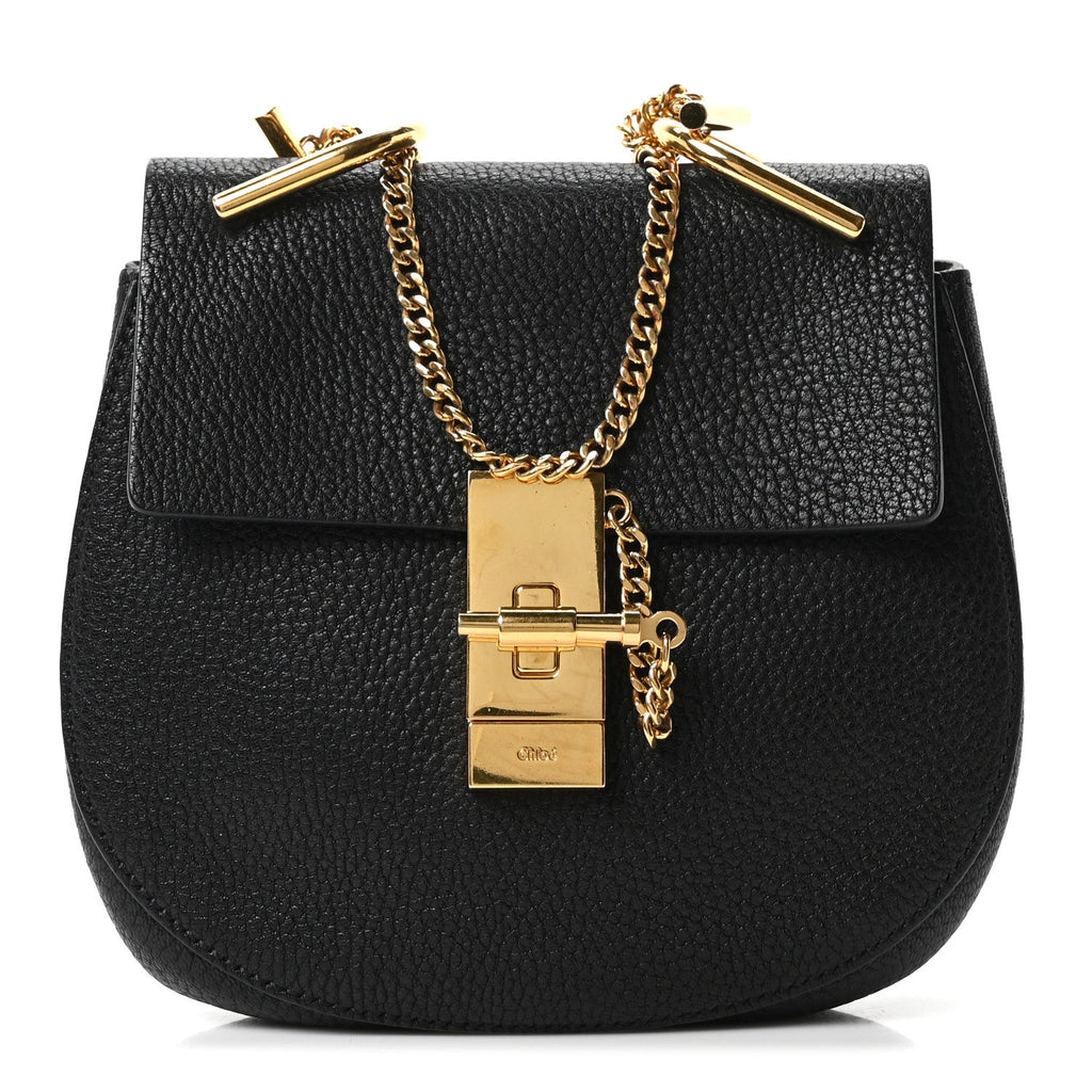 Grained Lambskin Mini Drew Shoulder Bag Black