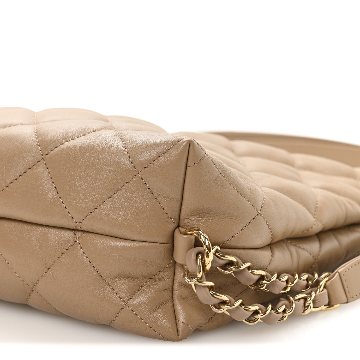 Lambskin Quilted Hobo Beige