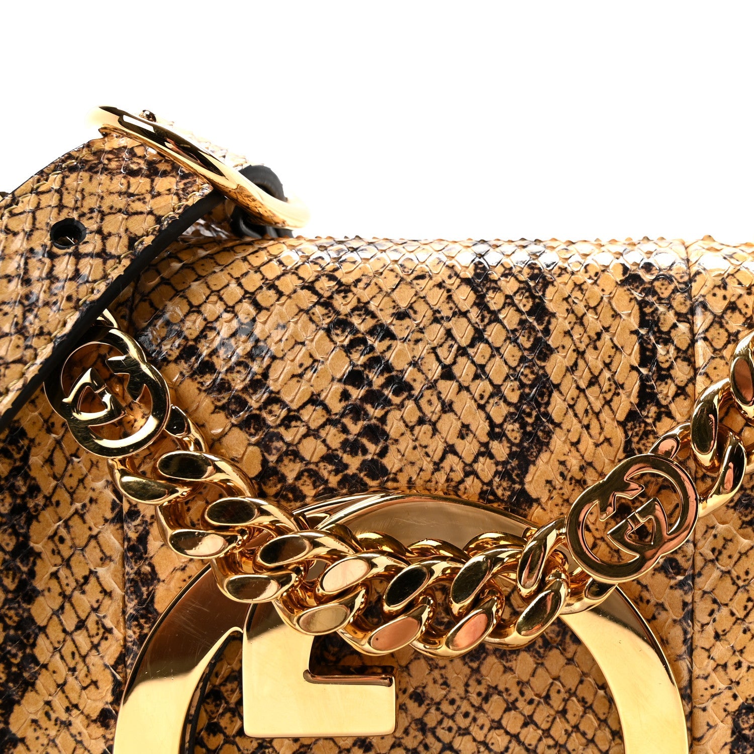 Roxy Snakeskin Blondie Chain Shoulder Flap Bag Roccia