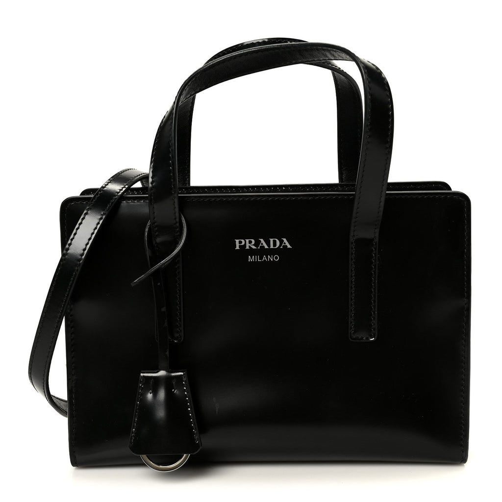 Spazzolato Mini Re-Edition 1995 Double Handle Handbag Black