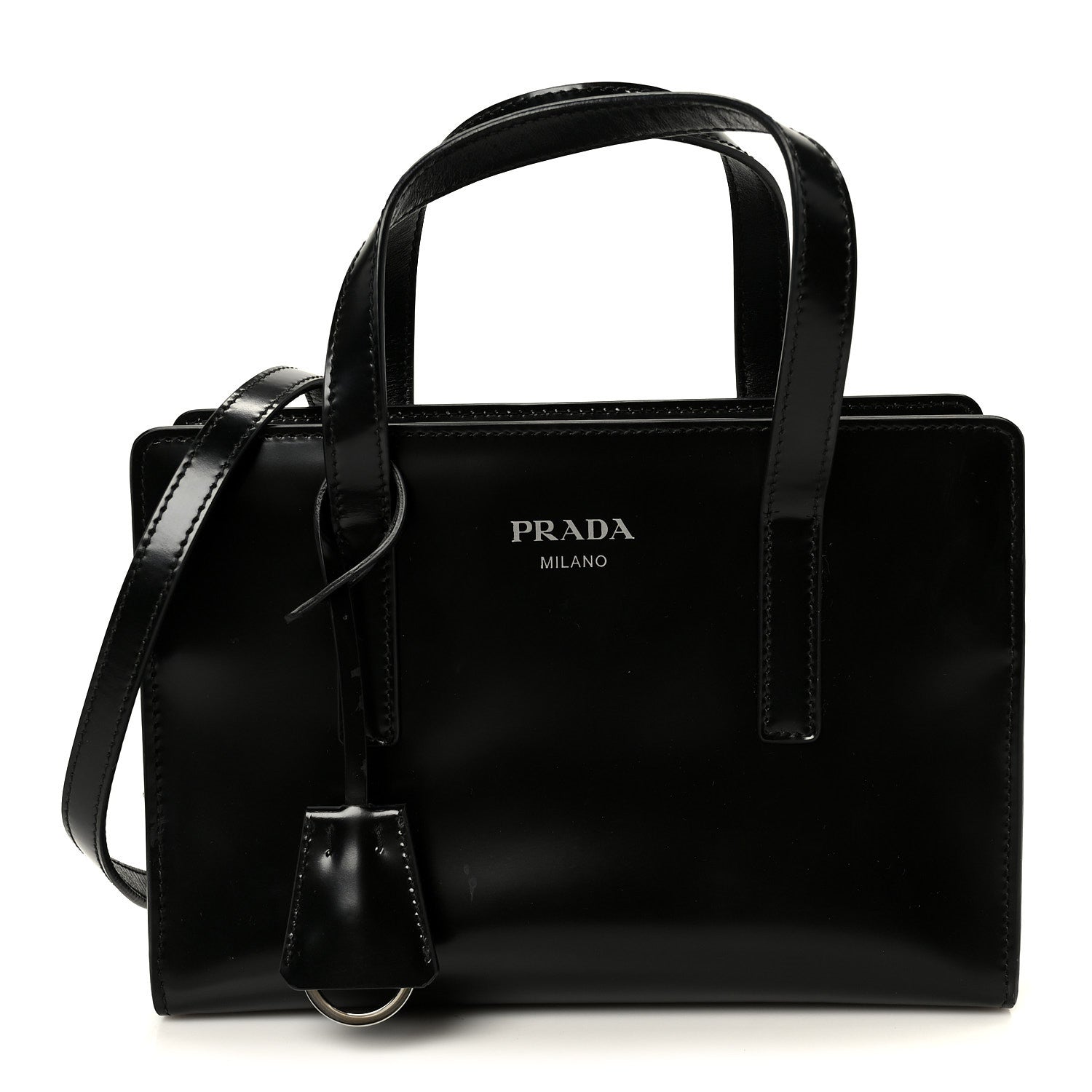 Spazzolato Mini Re-Edition 1995 Double Handle Handbag Black