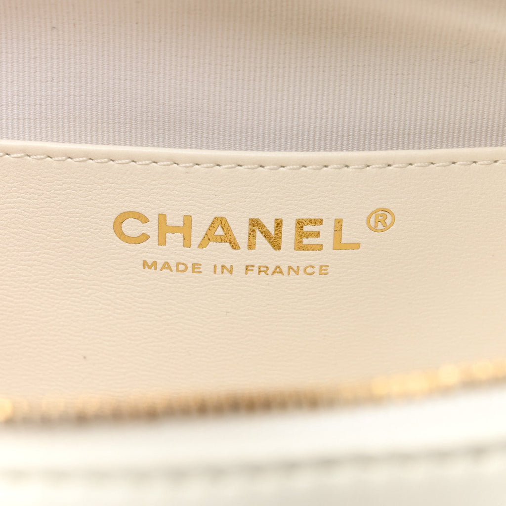 Lambskin Quilted CC In Love Heart Bag White