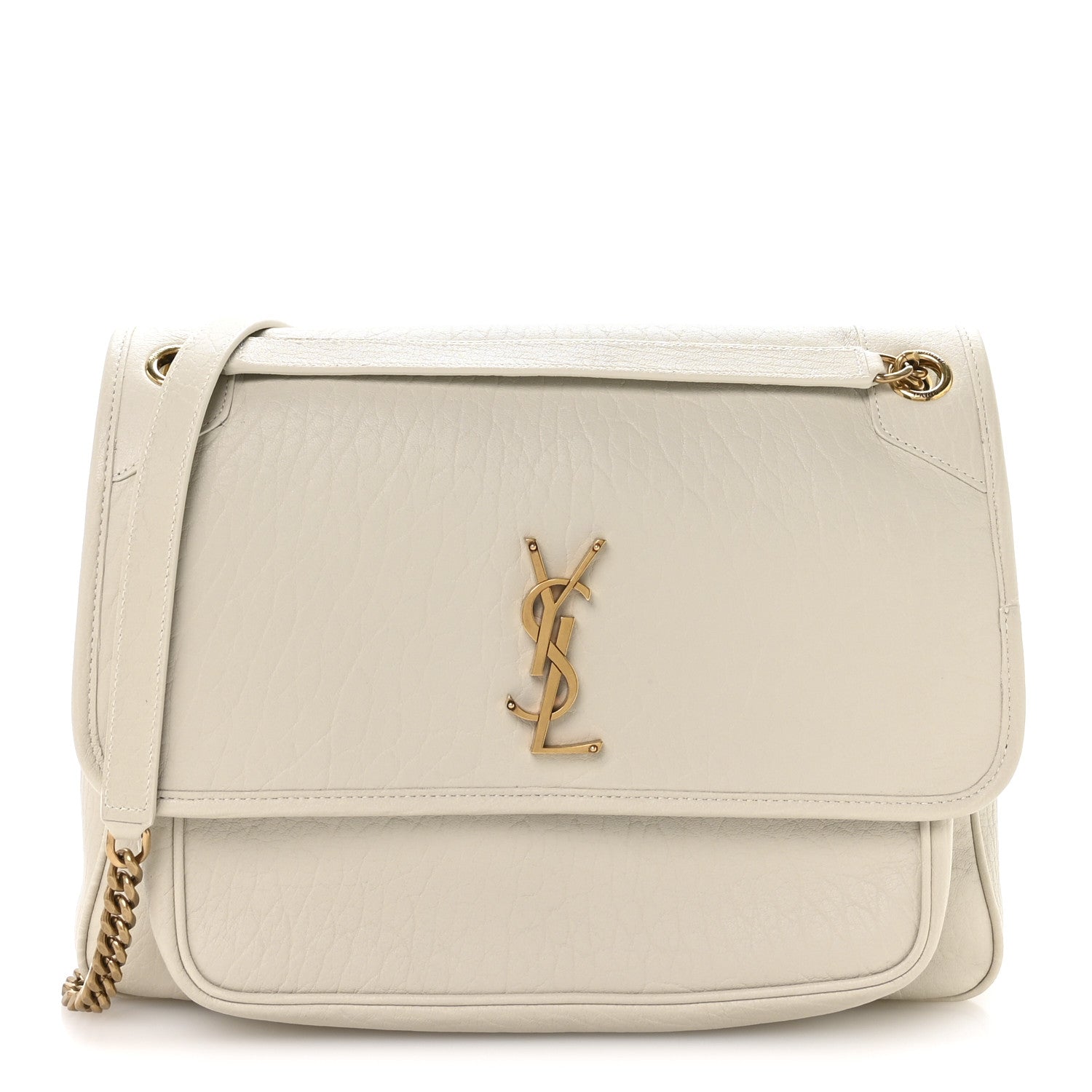 Grained Lambskin Monogram Large Niki Chain Satchel Crema Soft