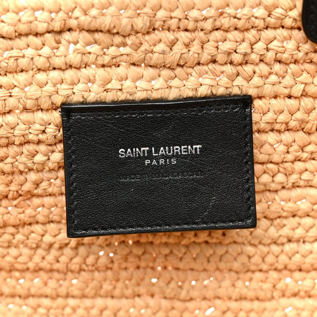 Raffia Calfskin Rive Gauche Tote Naturale Black
