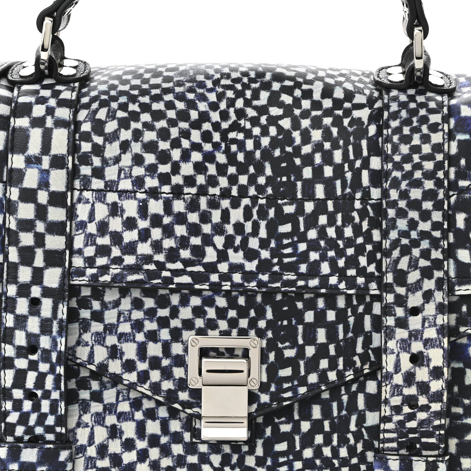 X HARMONY KORINE Calfskin PS1 Check Success Medium Satchel Blue
