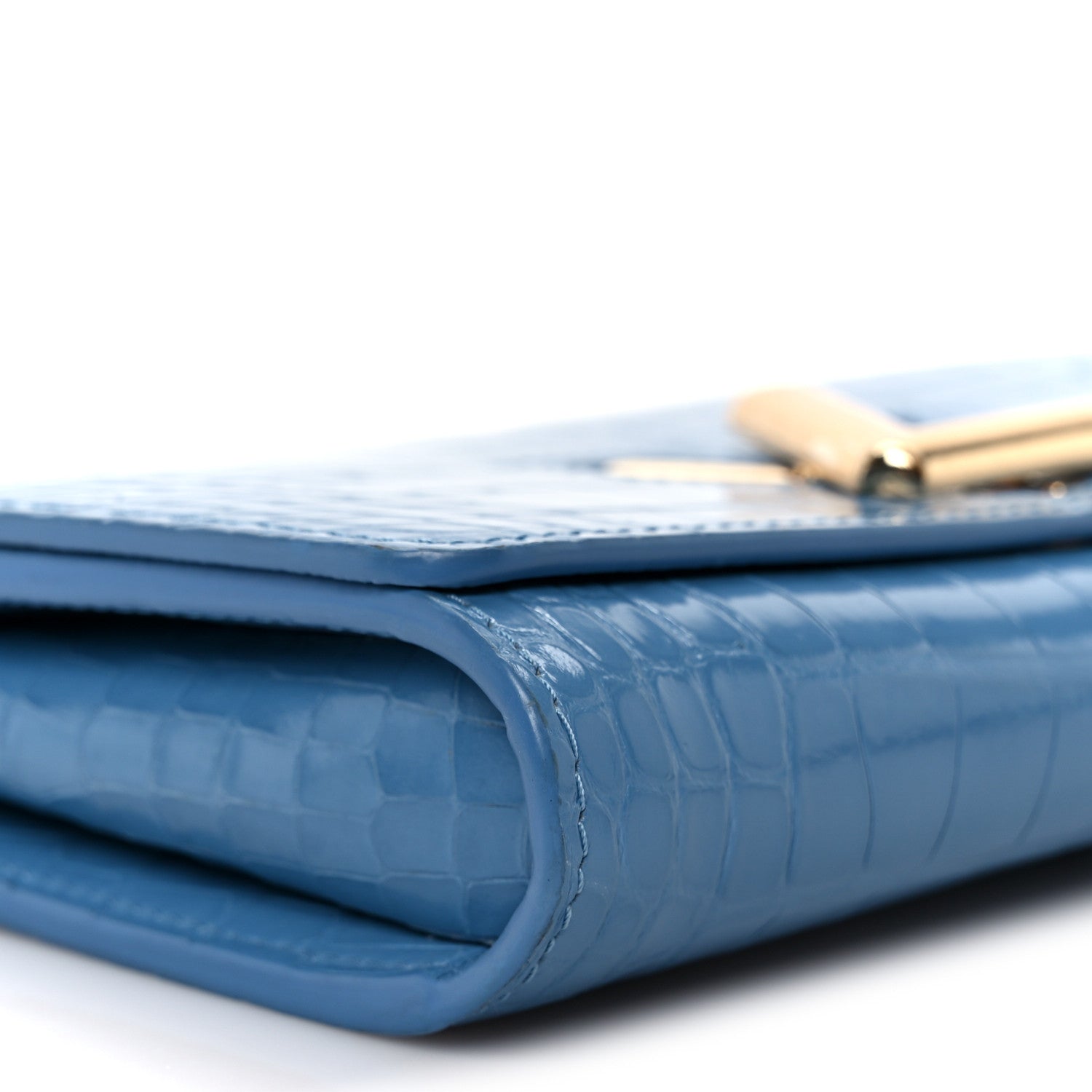 Crocodile Twist Chain Wallet Bleuet
