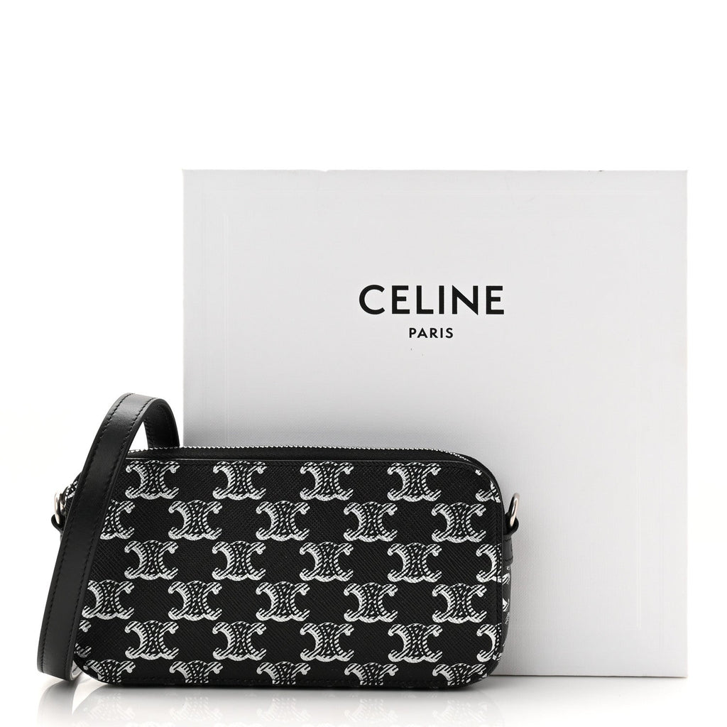Triomphe Canvas Horizontal Pouch Silver Black