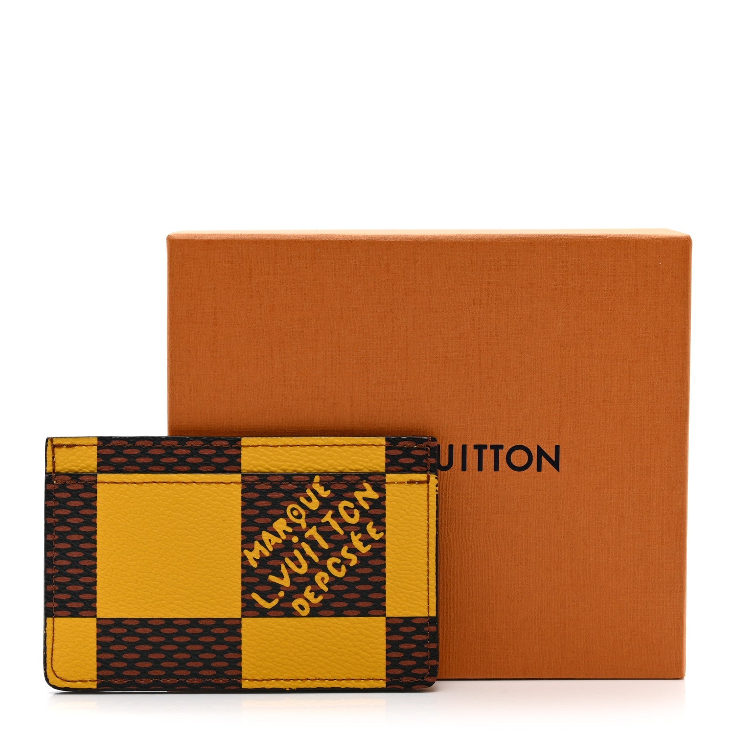 Damier Pop Porte Cartes Simple  Holder Yellow