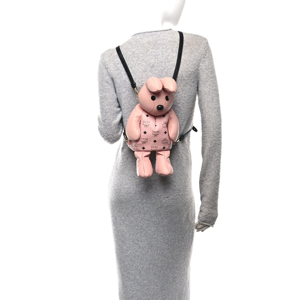 Calfskin Visetos Rabbit Zoo Doll Backpack Soft Pink
