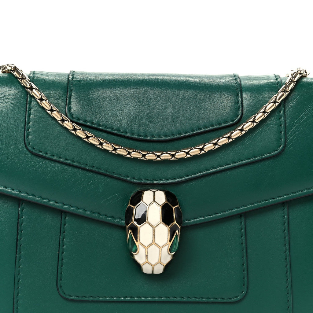 Calfskin Small Serpenti Forever Snake Strap Crossbody Bag Emerald Green