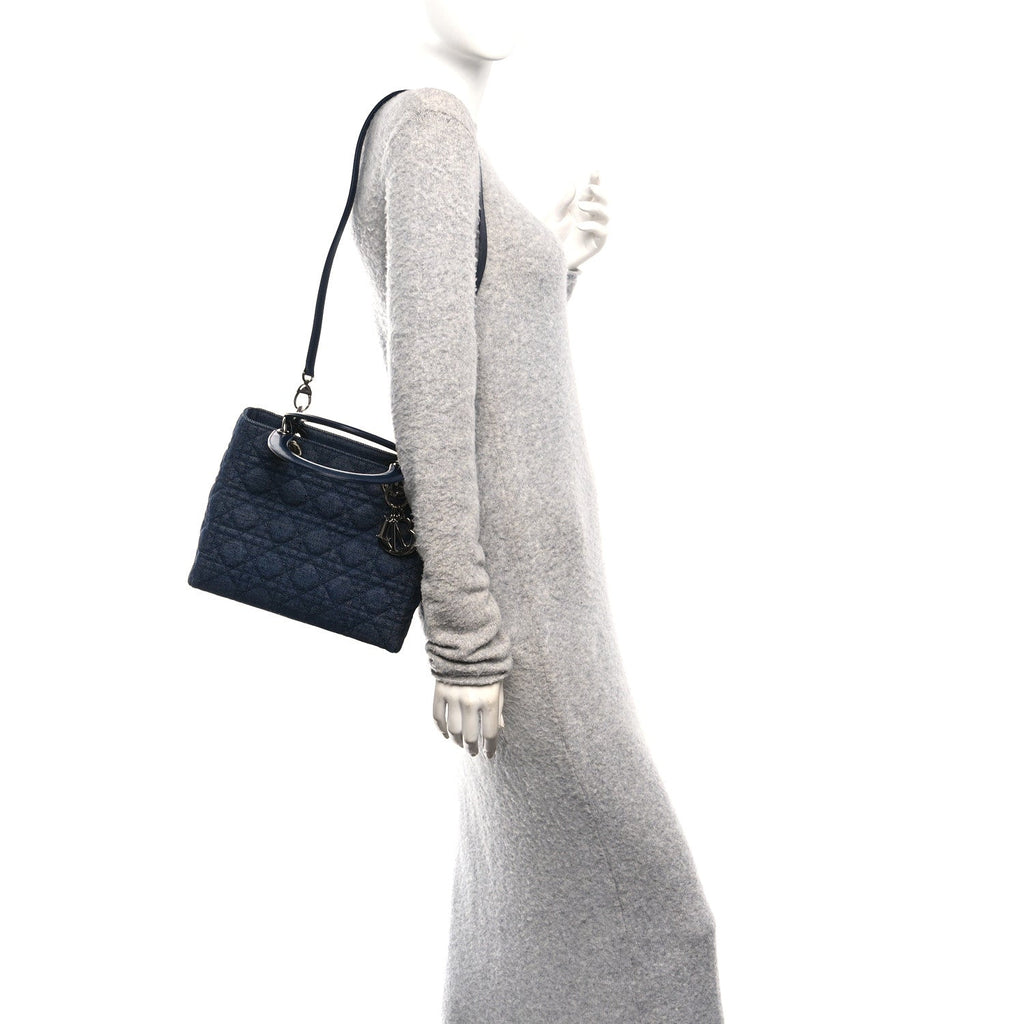 Denim Cannage Medium Lady Dior Blue Black