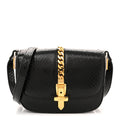 Snakeskin Mini Sylvie 1969 Messenger Bag Black