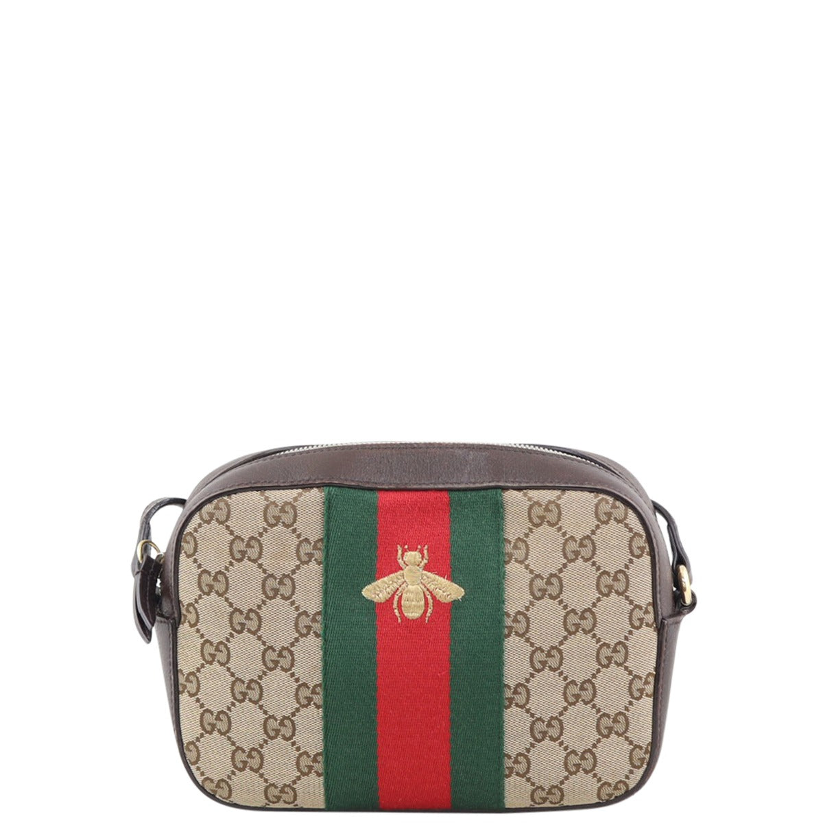 Gucci GG Canvas Webby Bee Crossbody Bag
