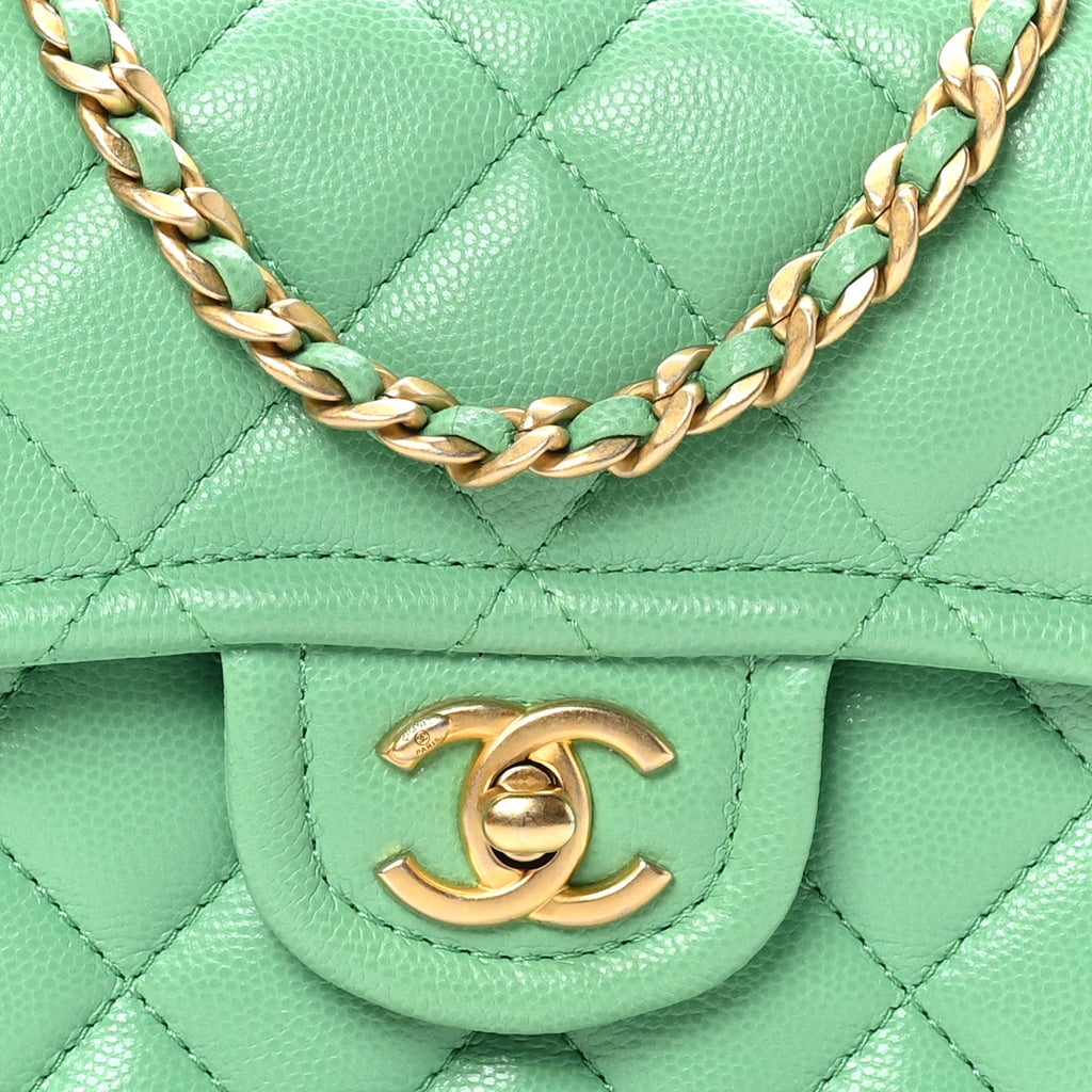 Caviar Quilted Mini Sweet Classic Flap Green