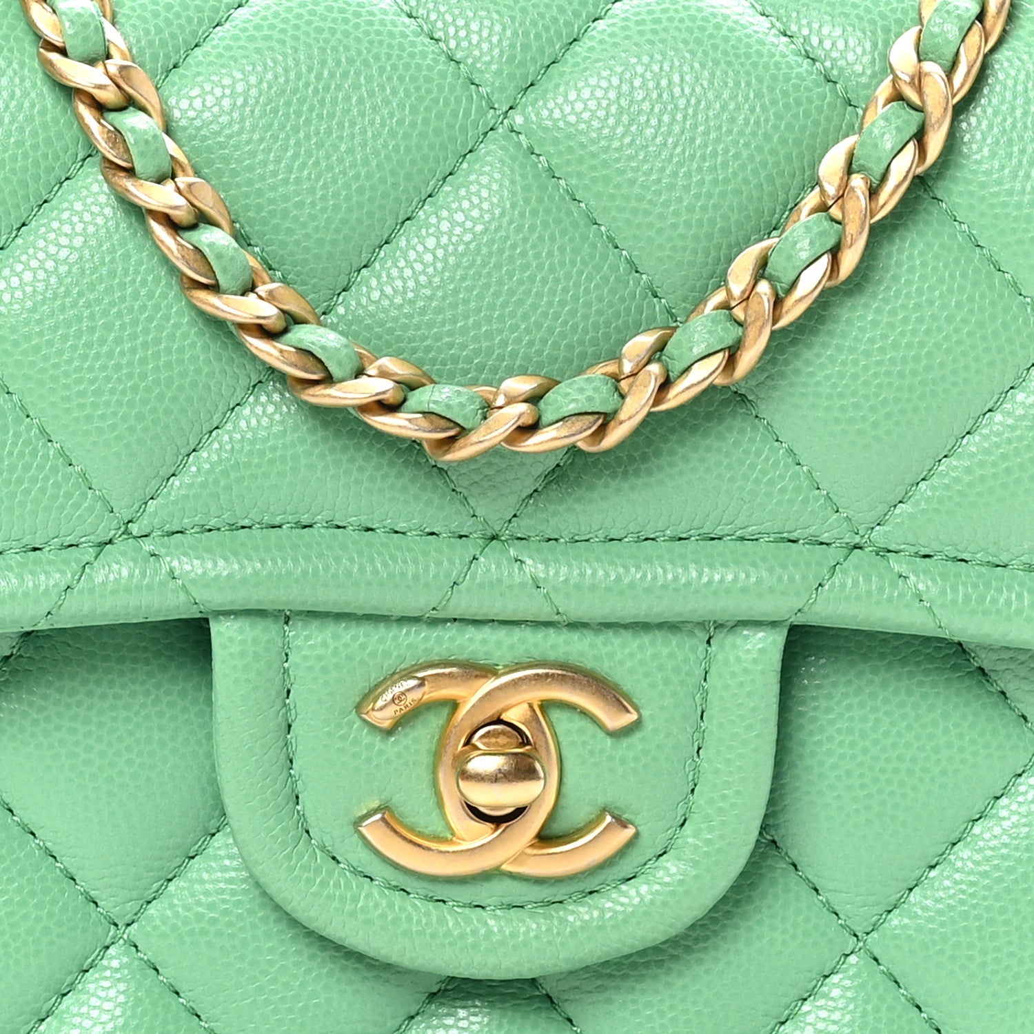 Caviar Quilted Mini Sweet Classic Flap Green