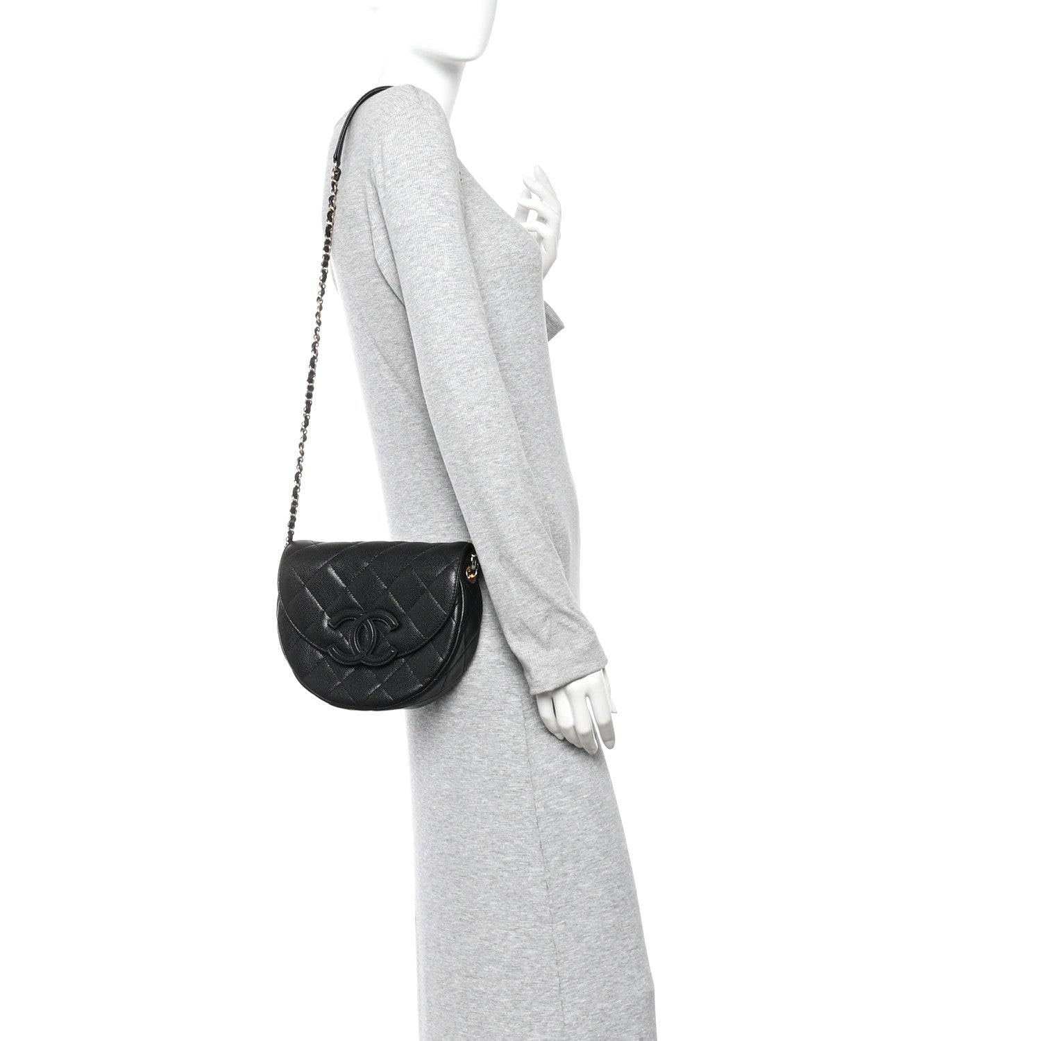 Caviar Quilted Small Messenger Flap Black
