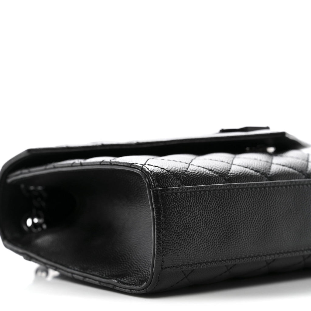 Grain De Poudre Textured Mixed Matelasse Triquilt Medium Monogram Monochrome Satchel Black