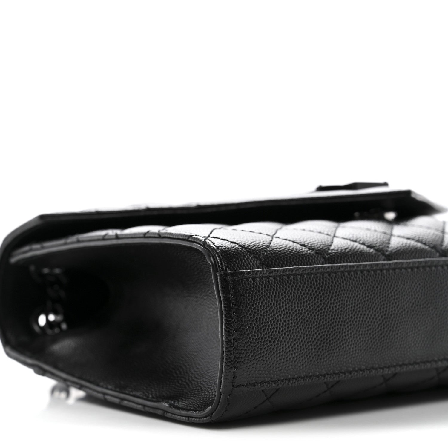 Grain De Poudre Textured Mixed Matelasse Triquilt Medium Monogram Monochrome Satchel Black
