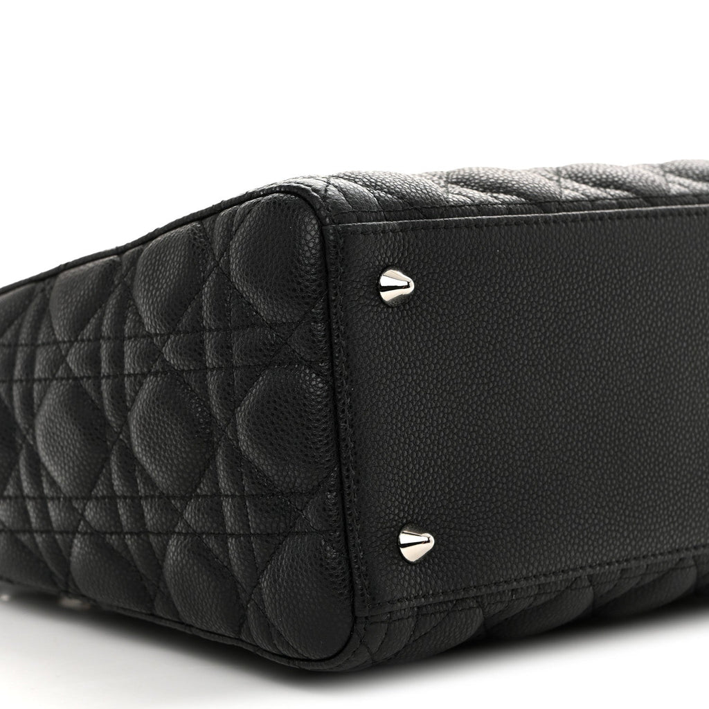 Grained Calfskin Cannage Medium Lady Dior Black