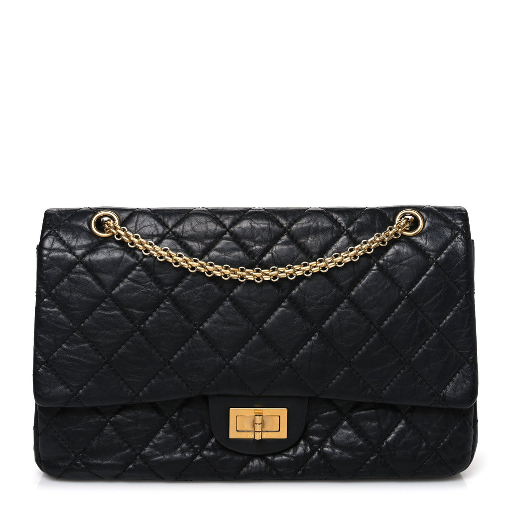 Aged Calfskin Quilted 2.55 Reissue 227 Flap Black