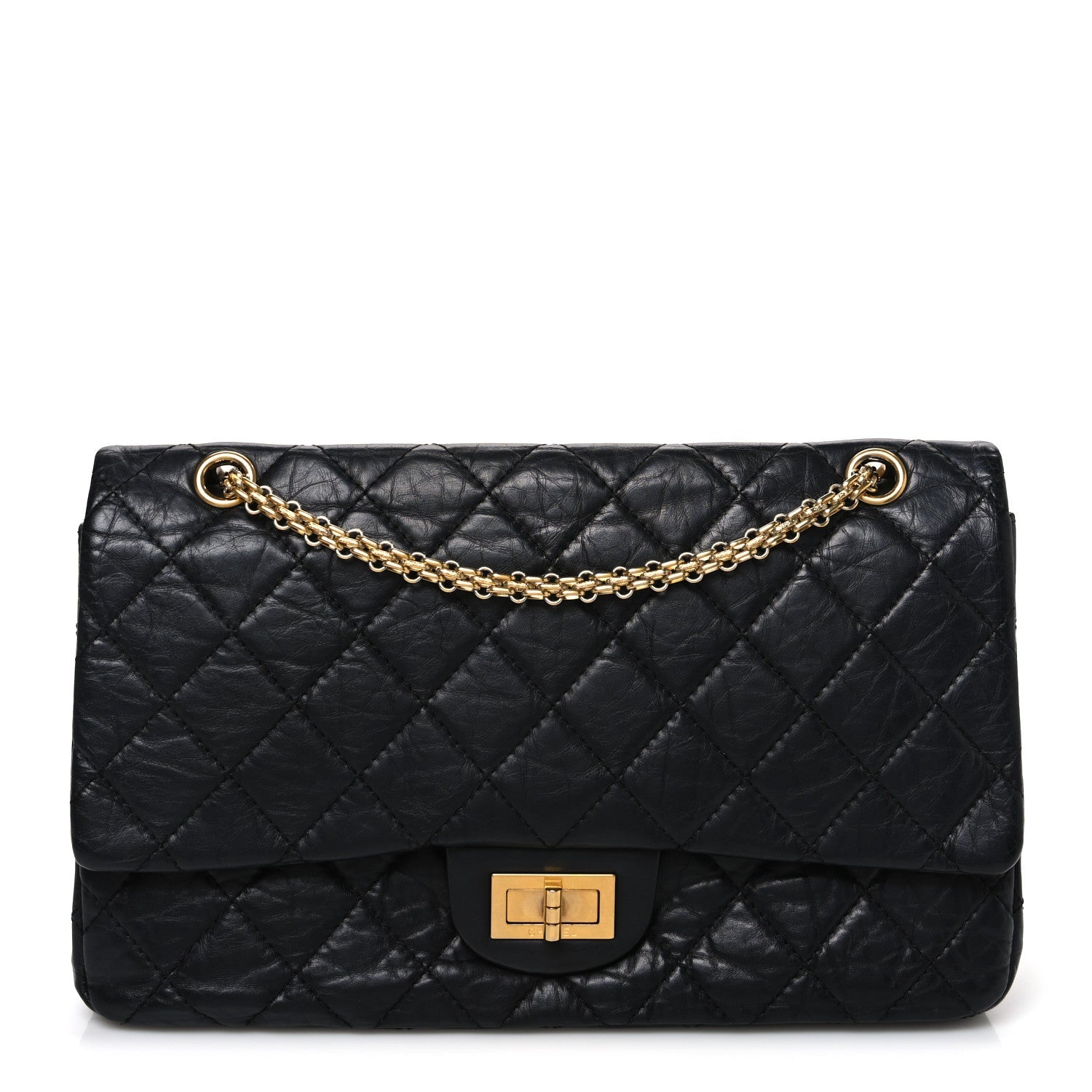 Aged Calfskin Quilted 2.55 Reissue 227 Flap Black