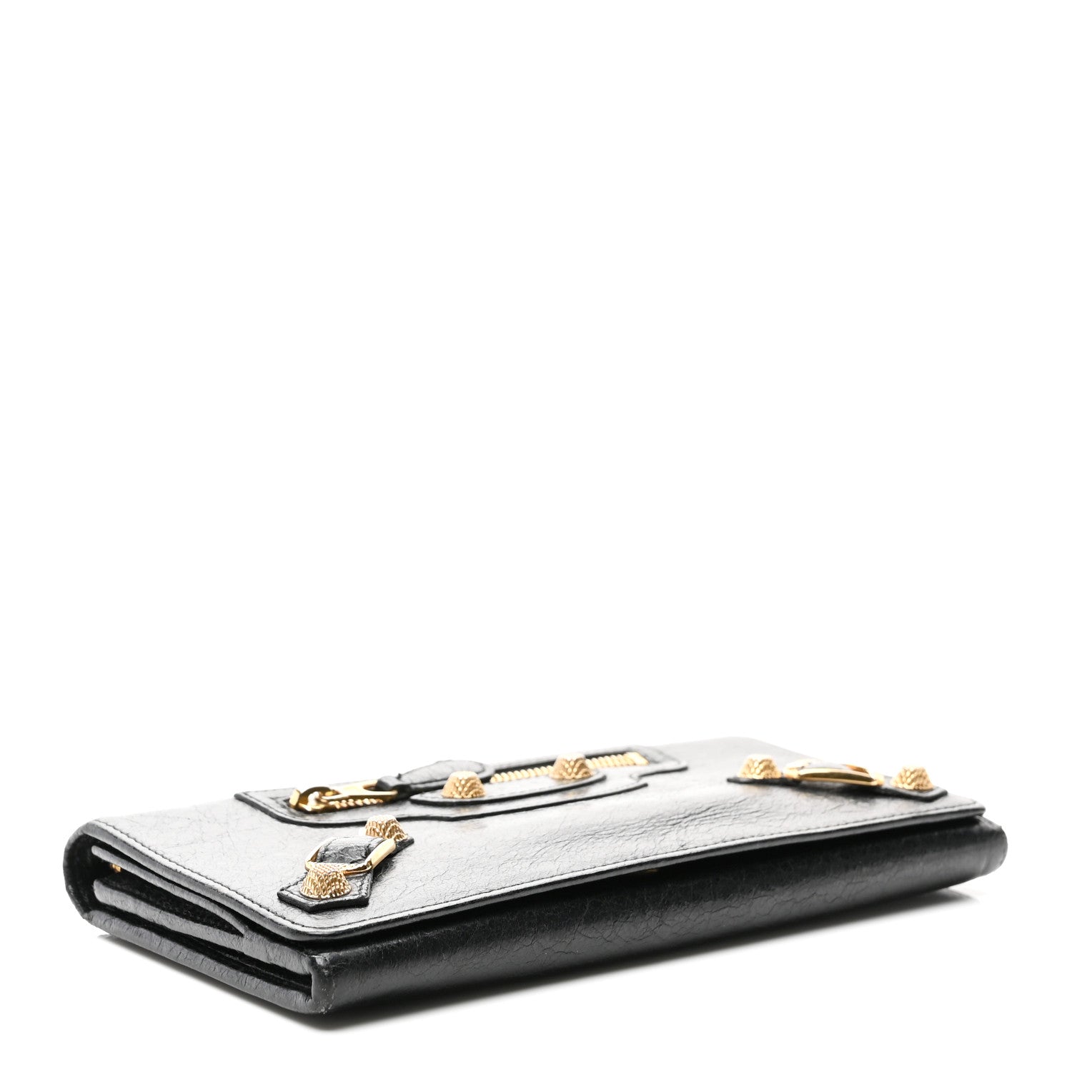 Agneau Giant 12 Gold Hardware Money Wallet Black