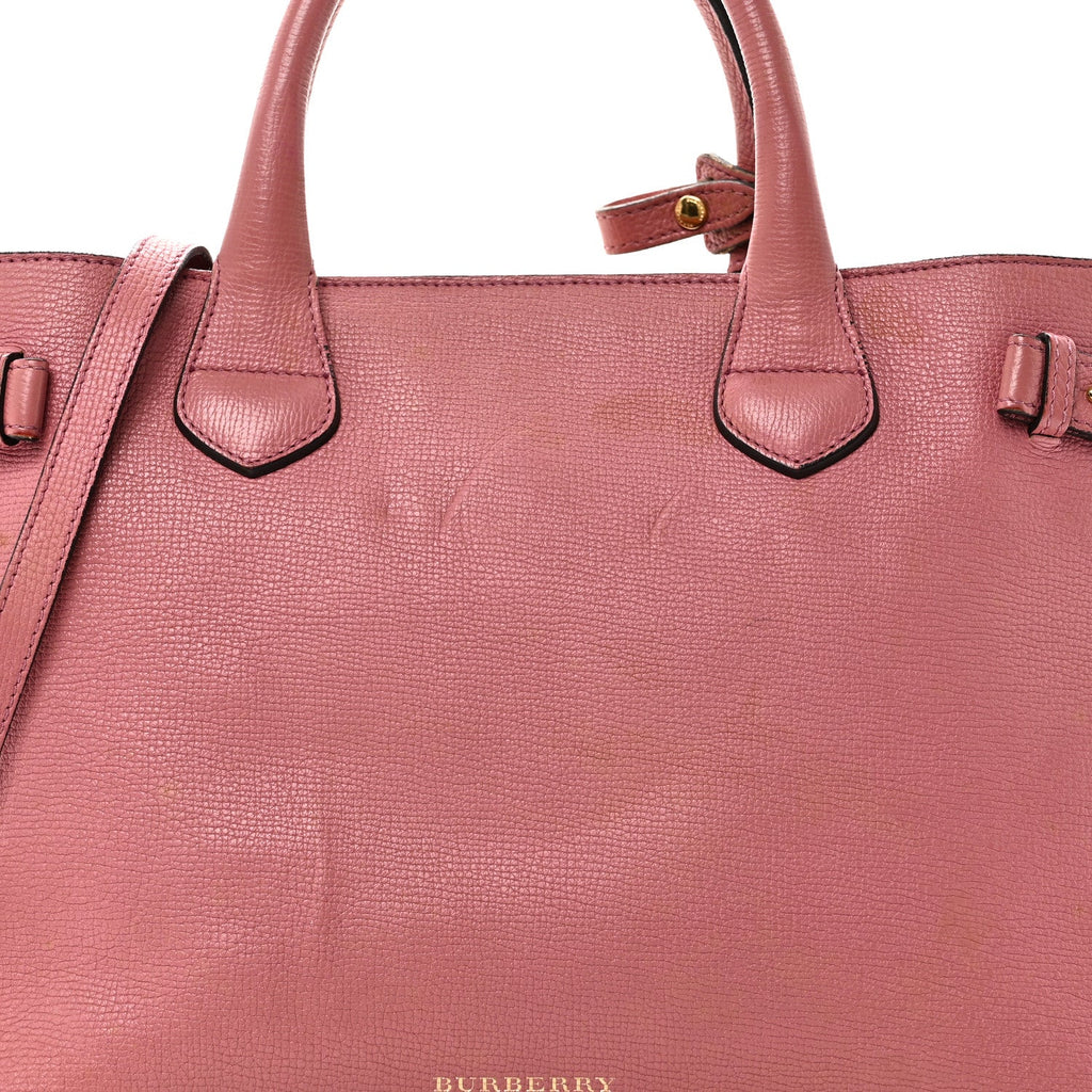 Derby Calfskin House Check Medium Banner Tote Mauve Pink