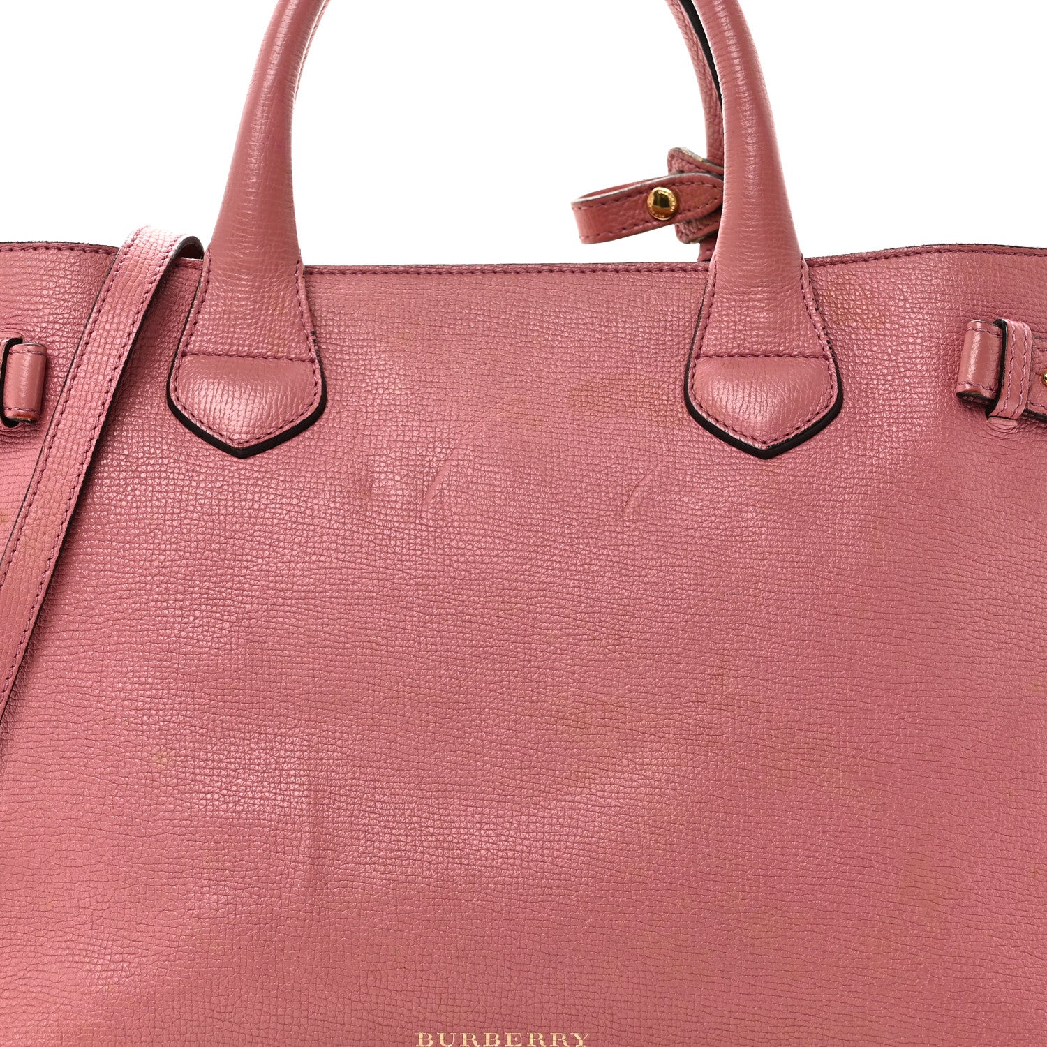 Derby Calfskin House Check Medium Banner Tote Mauve Pink