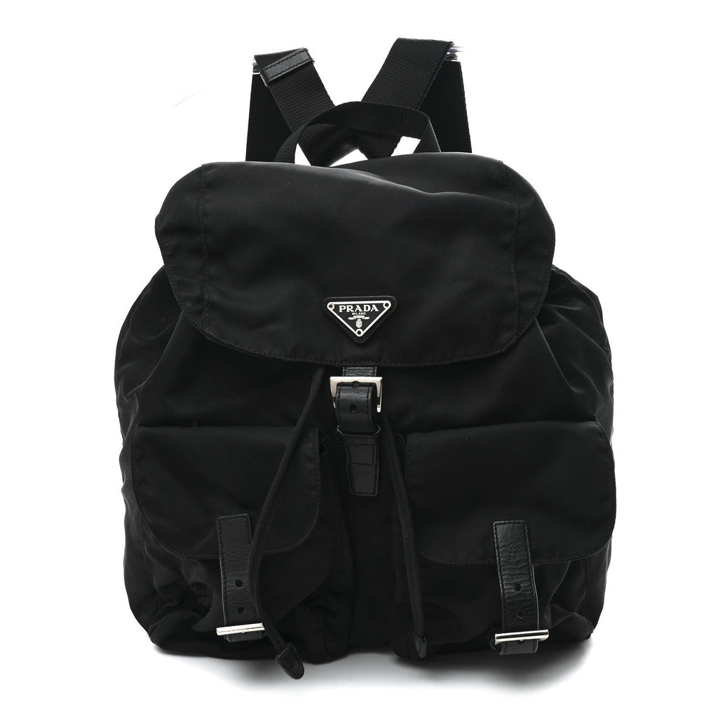 Tessuto Nylon Saffiano Medium Backpack Black