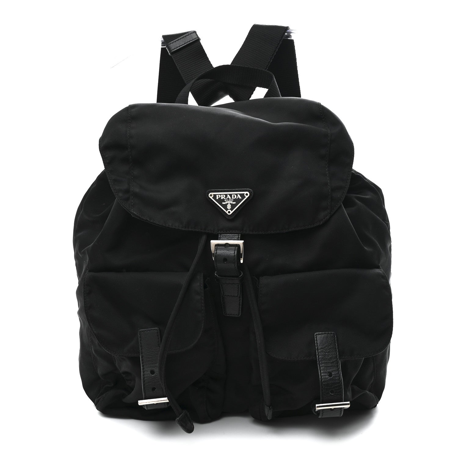 Tessuto Nylon Saffiano Medium Backpack Black