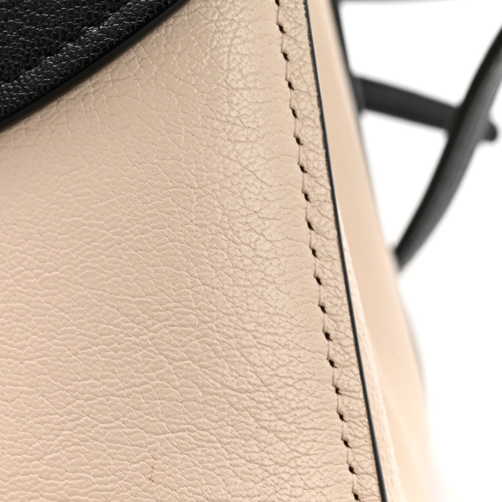 Calfskin Small Margot Top Handle Satchel Bone Black